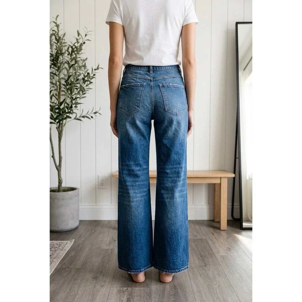 Free People We The Free Curvy Misfit Flare Distressed Jeans